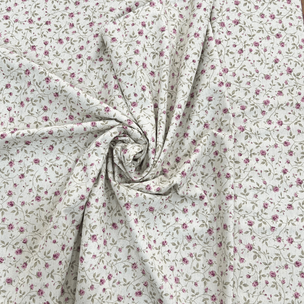 LINHO FLORAL ROSE 80% Algodão 20% Linho L 1,50m