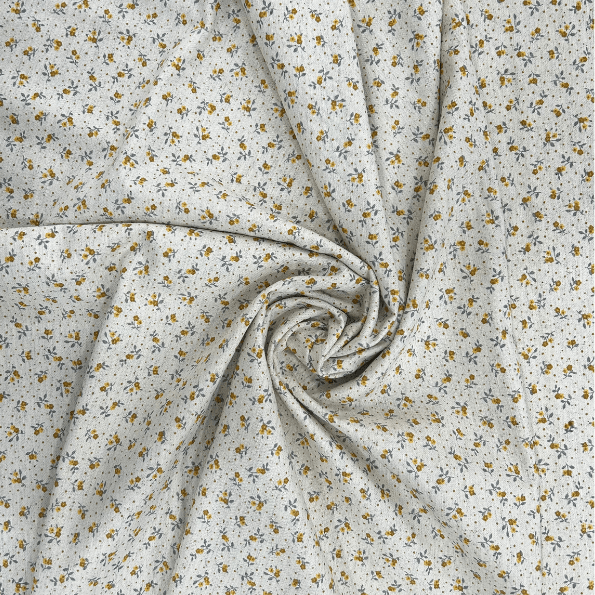 TECIDO COTTON LINEN FLORZINHAS AMARELAS