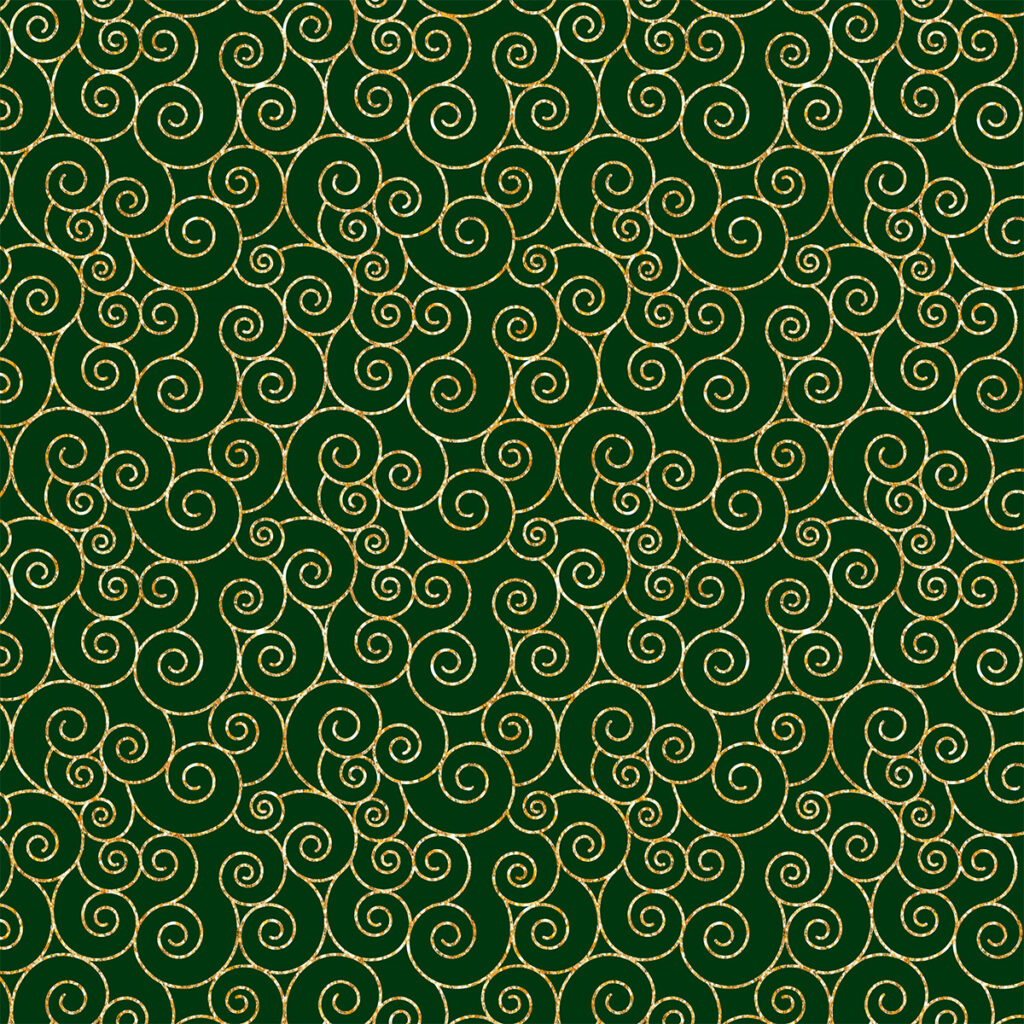 TRICOLINE NATAL VERDE ARABESCO DOURADO 100% ALGODÃO L 1,5m