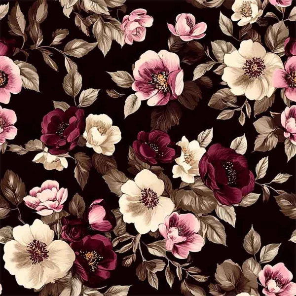TRICOL. DIGITAL 100% ALGODAO - COLECAO BORDEAUX FLORAL L 1,50m