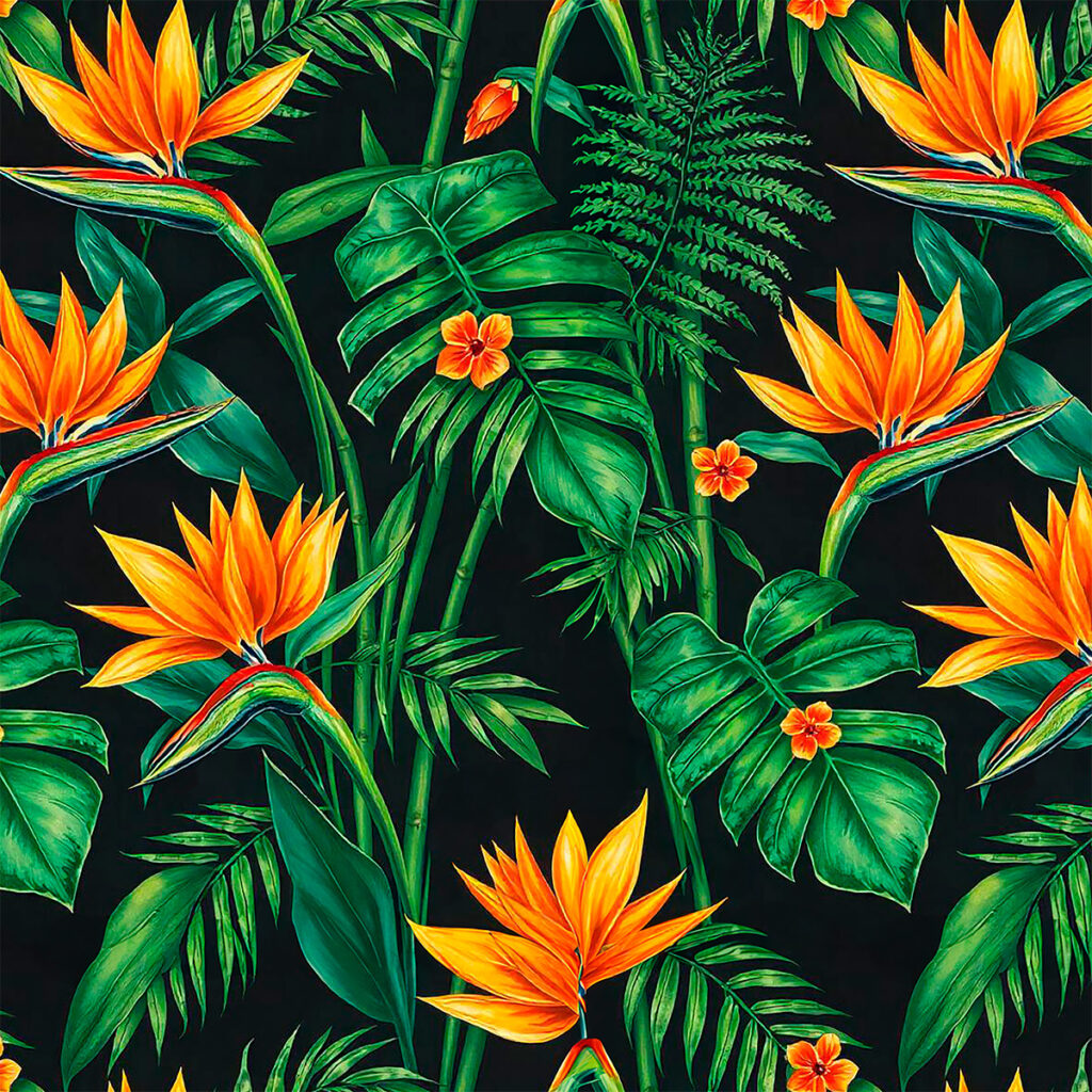 Tricoline Digital FOLHAS FUNDO PRETO 100% Algodao Des 9007 L 1,50m E131