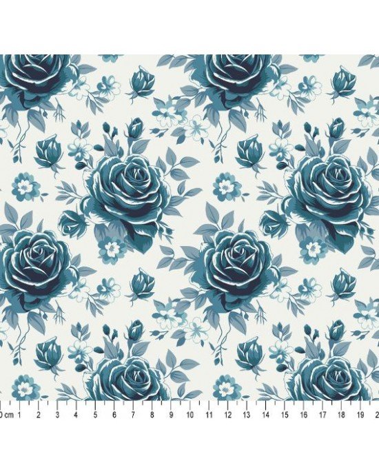 EST. FLORAL NICE AZUL 7382 L.150 100% ALGODAO