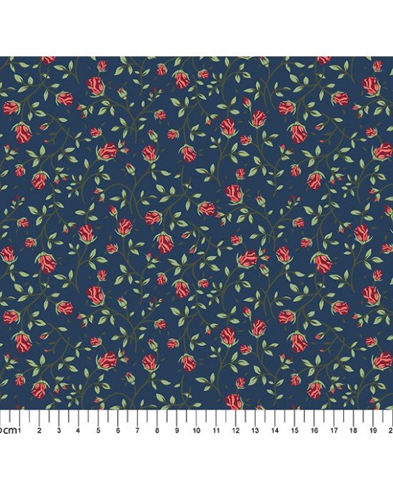TRICOLINE EST GRACE 7344 FLOR FUNDO AZUL L 1,50m 100% ALGODAO