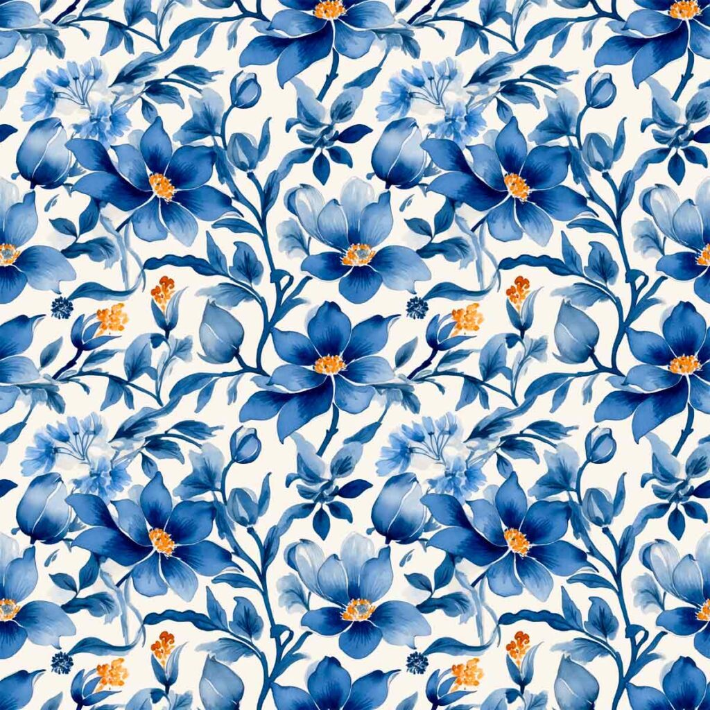 Sarja Impermeavel FLORES AZUL AcquaDecor Digital 100% Algodao Des 9010 L 1,50m E076