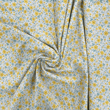 TECIDO COTTON LINEN FLORAL PEQ. AMARELO