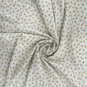TECIDO COTTON LINEN FLORZINHAS AMARELAS