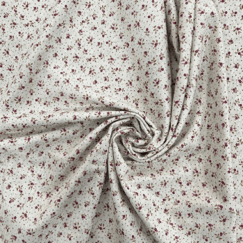 LINHO COTTON FLORAL VINHO 80% Algodão 20% Linho L 1,50m