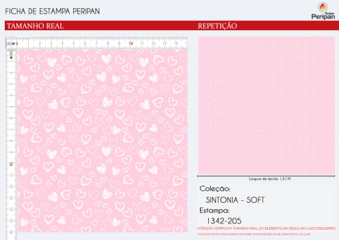 TECIDO TRICOLINE ESTAMPA CORAÇÕES - ROSA CLARO