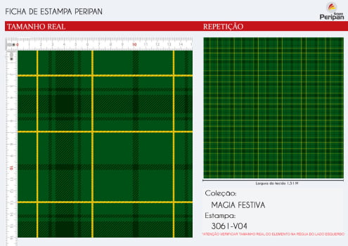 TRICOLINE NATAL XADREZ VERDE Des 3061 V004 100% Algodão L 1,5m