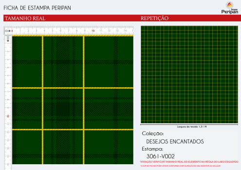 TRICOLINE NATAL XADREZ VERDE Des 3061 V002 100% Algodão L 1,5m
