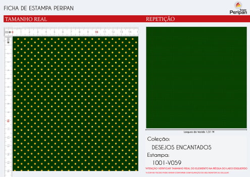 TRICOLINE NATAL POÁ VERDE C DOURADO Des 1001 V059 100% ALGODÃO L 1,50m