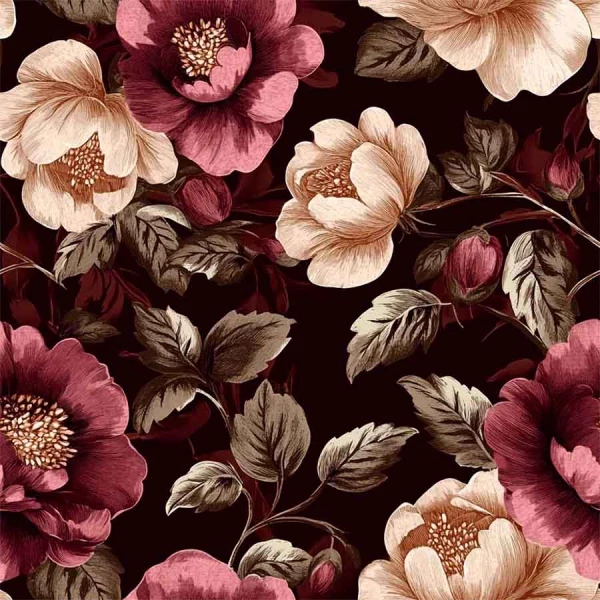 TRICOL. DIGITAL 100% ALGODAO - COLECAO BORDEAUX FLORAL L 1,50m