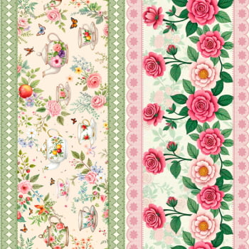 Tricoline Bahamas BARRADO FLORES 100% Algodao Des 9050 L 1,50m V298