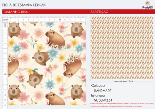 Tricoline Bahamas CAPIVARAS 100% Algodao Des 9050 L 1,50m V334