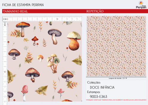 Tricoline Digital COGUMELOS 100% Algodao Des 9003 L 1,50m E363