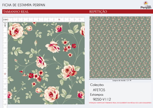 TRICOLINE ESTAMPA FLORAL Des 9050 V112 100% Algodao L 1,50m