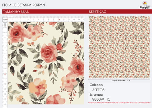 TRICOLINE ESTAMPA FLORAL Des 9050 V115 100% Algodao L 1,50m