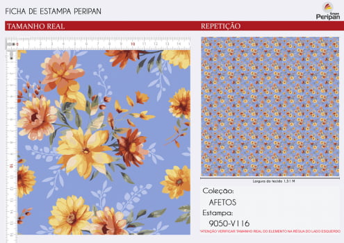 TRICOLINE ESTAMPA FLORAL Des 9050 V116 100% Algodao L 1,50m