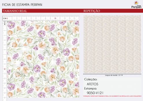 TRICOLINE ESTAMPA FLORAL Des 9050 V121 100% Algodao L 1,50m