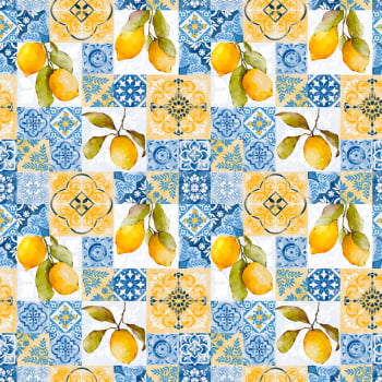 Tricoline LIMÃO E AZULEJO 100% Algodao Des 9050 L 1,50m V210