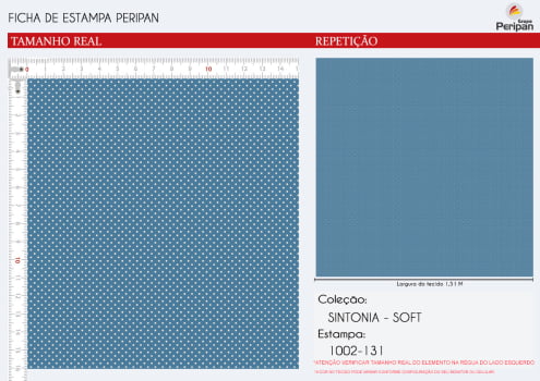 TRICOLINE POÁ AZUL ANTIGO Des 1002 V131 100% Algodao L 1,50m