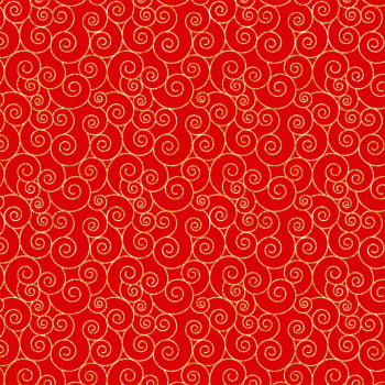 TRICOLINE ESTAMPA NATAL ARABESCO VERMELHO 100% Algodão L 1,5m