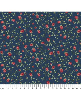 TRICOLINE EST GRACE 7344 FLOR FUNDO AZUL L 1,50m 100% ALGODAO