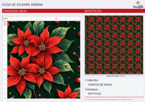 Tricoline Digital FLOR NATAL FUNDO ESCURO 100% Algodao Des 9001 L 1,50m E233