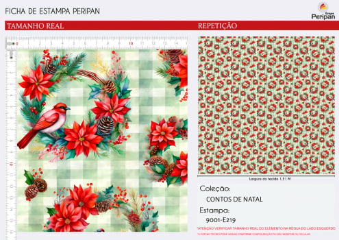 Tricoline Digital  GUIRLANDA COM PASSARO 100% Algodao Des 9001 L 1,50m E219