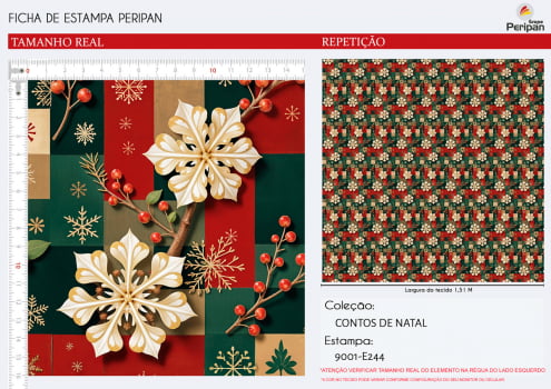 Tricoline Digital PATCH NATAL 100% Algodao Des 9001 L 1,50m E244
