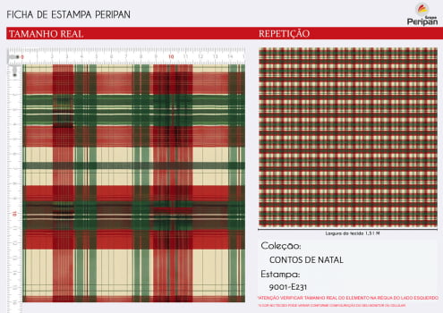 Tricoline Digital XADREZ NATAL 100% Algodao Des 9001 L 1,50m E231