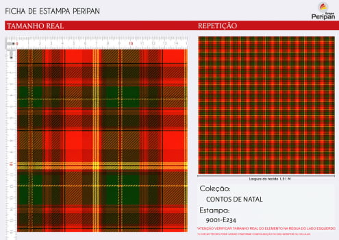 Tricoline Digital XADREZ NATAL VERMELHO 100% Algodao Des 9001 L 1,50m E234