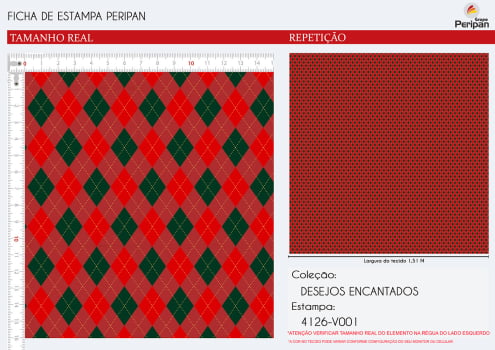 Tricoline XADREZ NATAL 100% Algodao Des 4126 L 1,50m V001