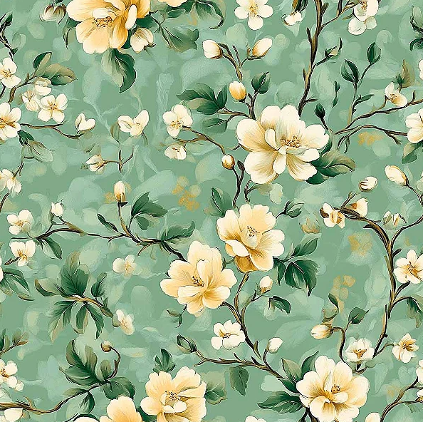 Sarja Hidrorrepelente Watercolor Green 100% Algodao 93751/001D