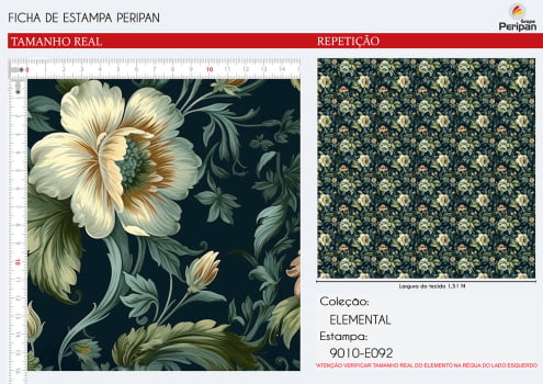 Sarja Impermeavel FLORAL AcquaDecor Digital 100% Algodao Des 9010 L 1,50m E092