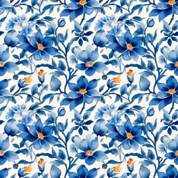 Sarja Impermeavel FLORES AZUL AcquaDecor Digital 100% Algodao Des 9010 L 1,50m E076